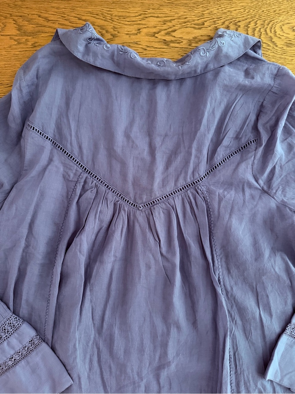 Free People Haddie Solid Mini Dress Prep Peri Blue Embroidered Boho Tunic L $165 - Picture 9 of 11